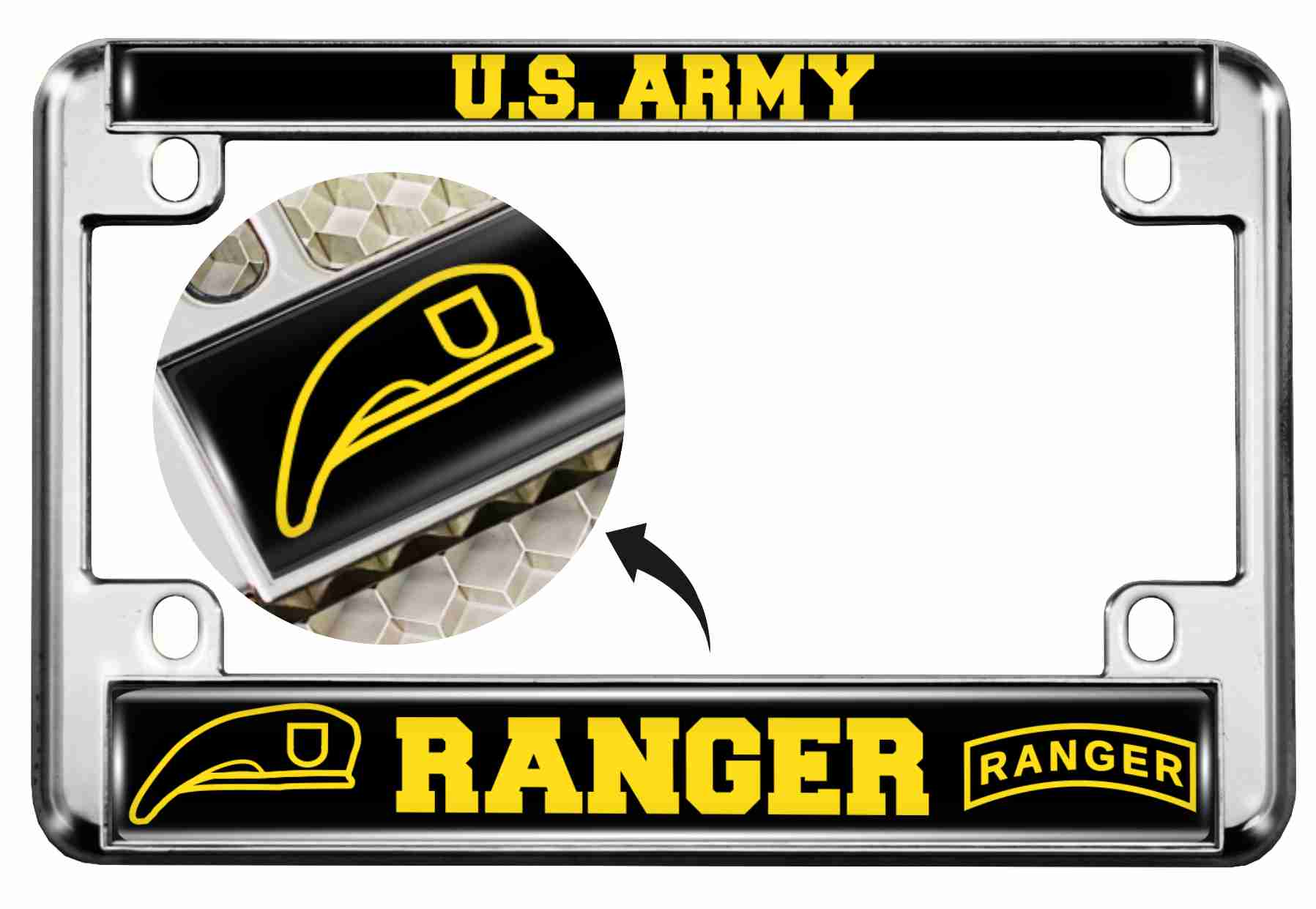 U.S. Army Ranger - Motorcycle Metal License Plate Frame